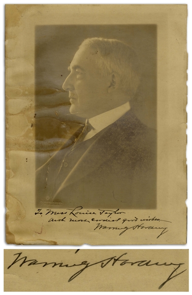 Warren Harding Large Signed Photo Measuring 9'' x 11.75''